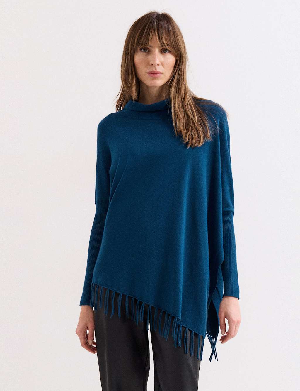 Phase Eight Cowl Neck Tassel Detail Jumper Blue