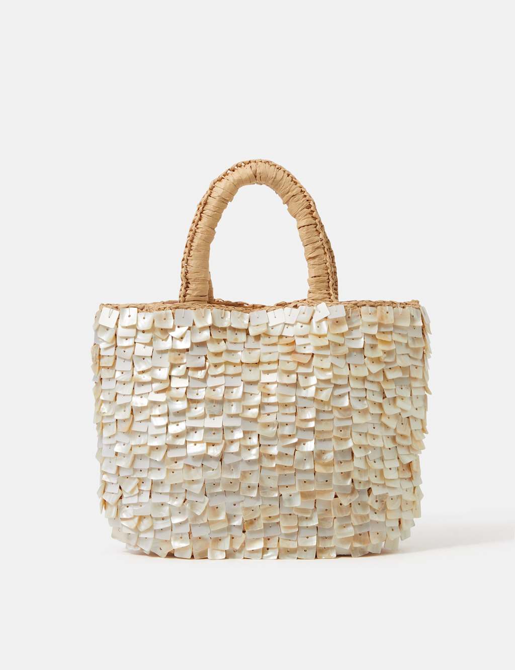 Accessorize Women's Straw Embellished Grab Bag - Ivory - Available at M&S