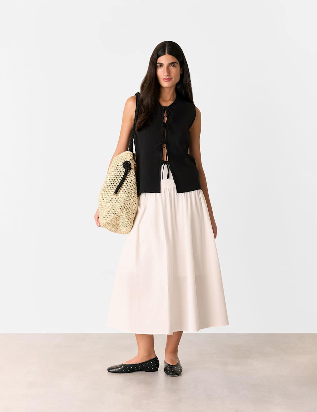 Cotton Rich Tie Front Knitted Vest