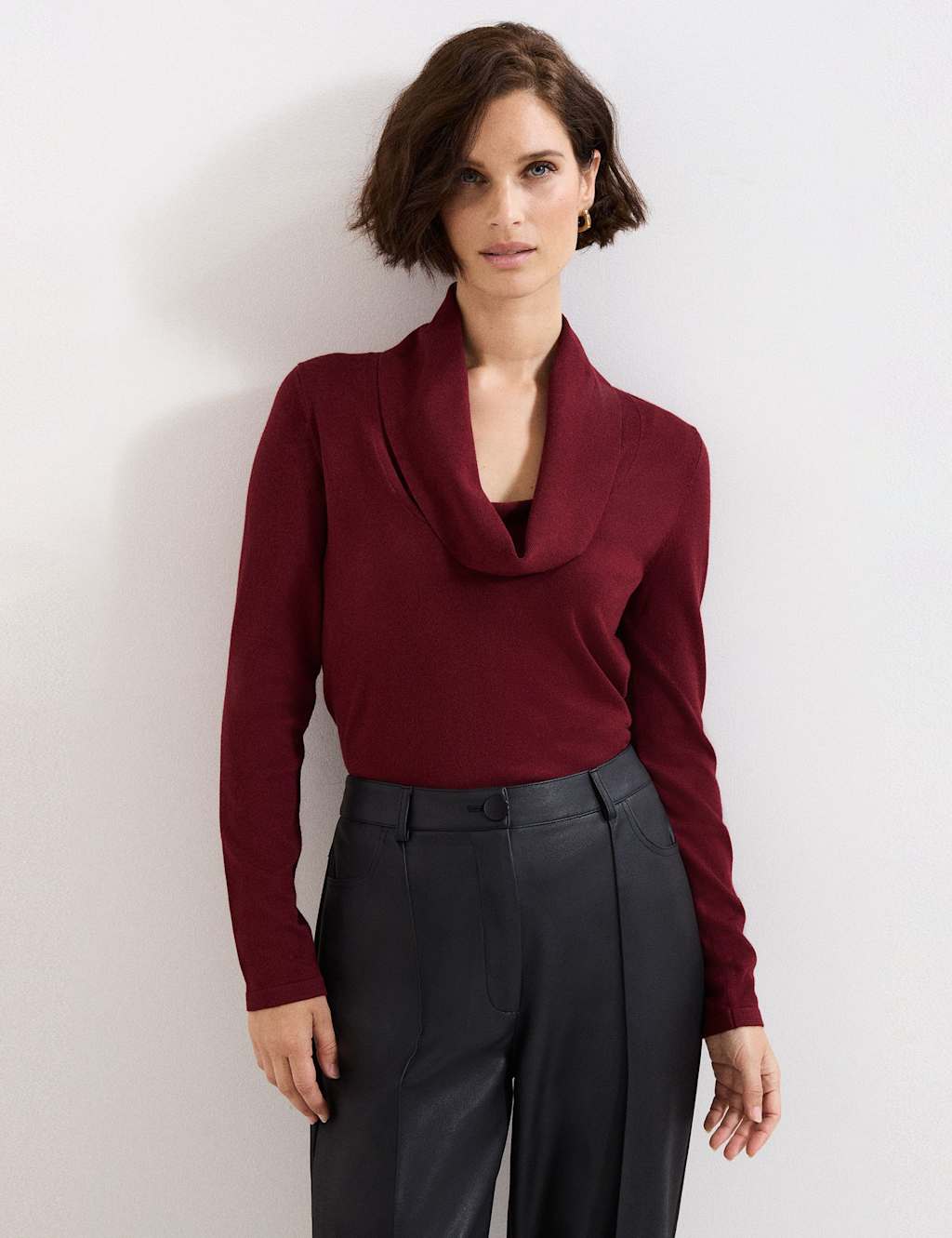 Phase Eight Cowl Neck Knitted Top Red