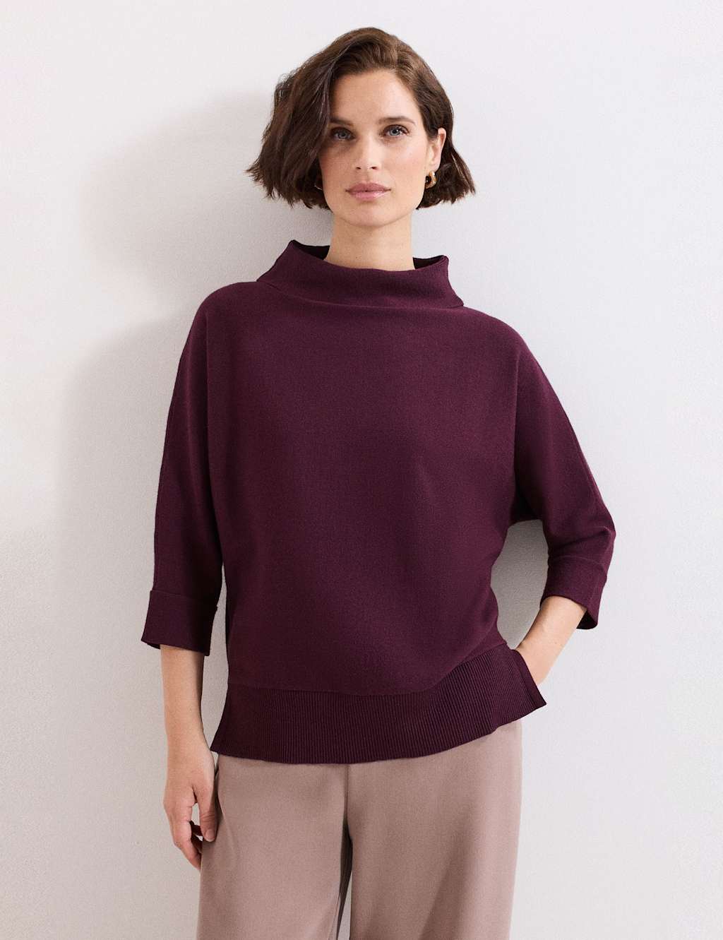 Phase Eight Ribbed High Neck Jumper Red