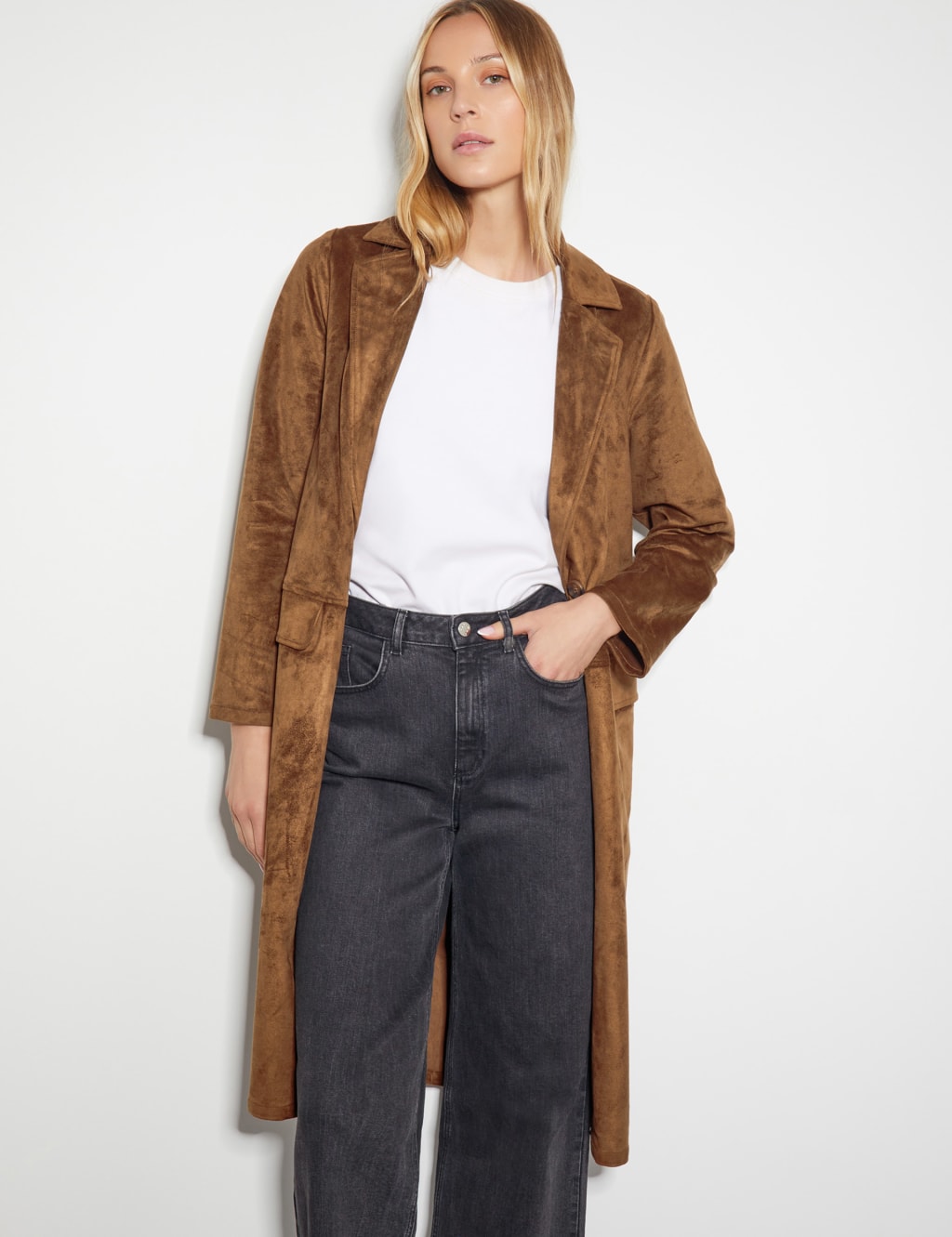 Suedette Trench Coat
