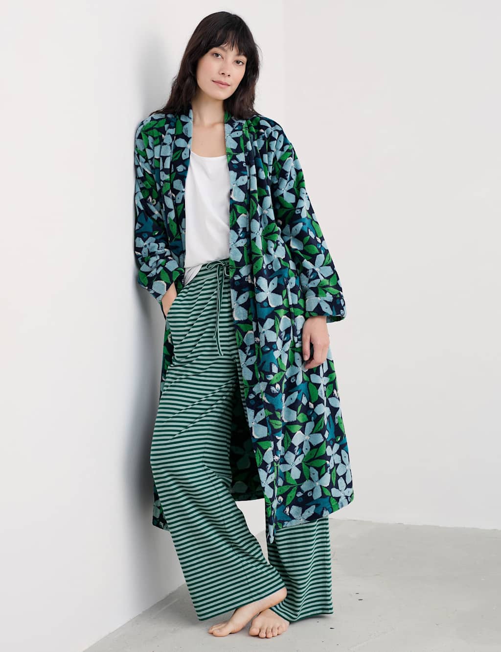 Seasalt Cornwall Floral Dressing Gown Green Mix