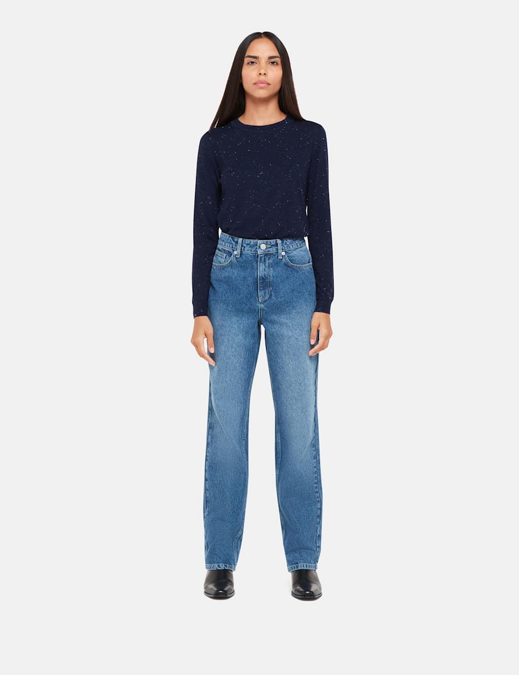 Whistles Sparkly Crew Neck Jumper Navy