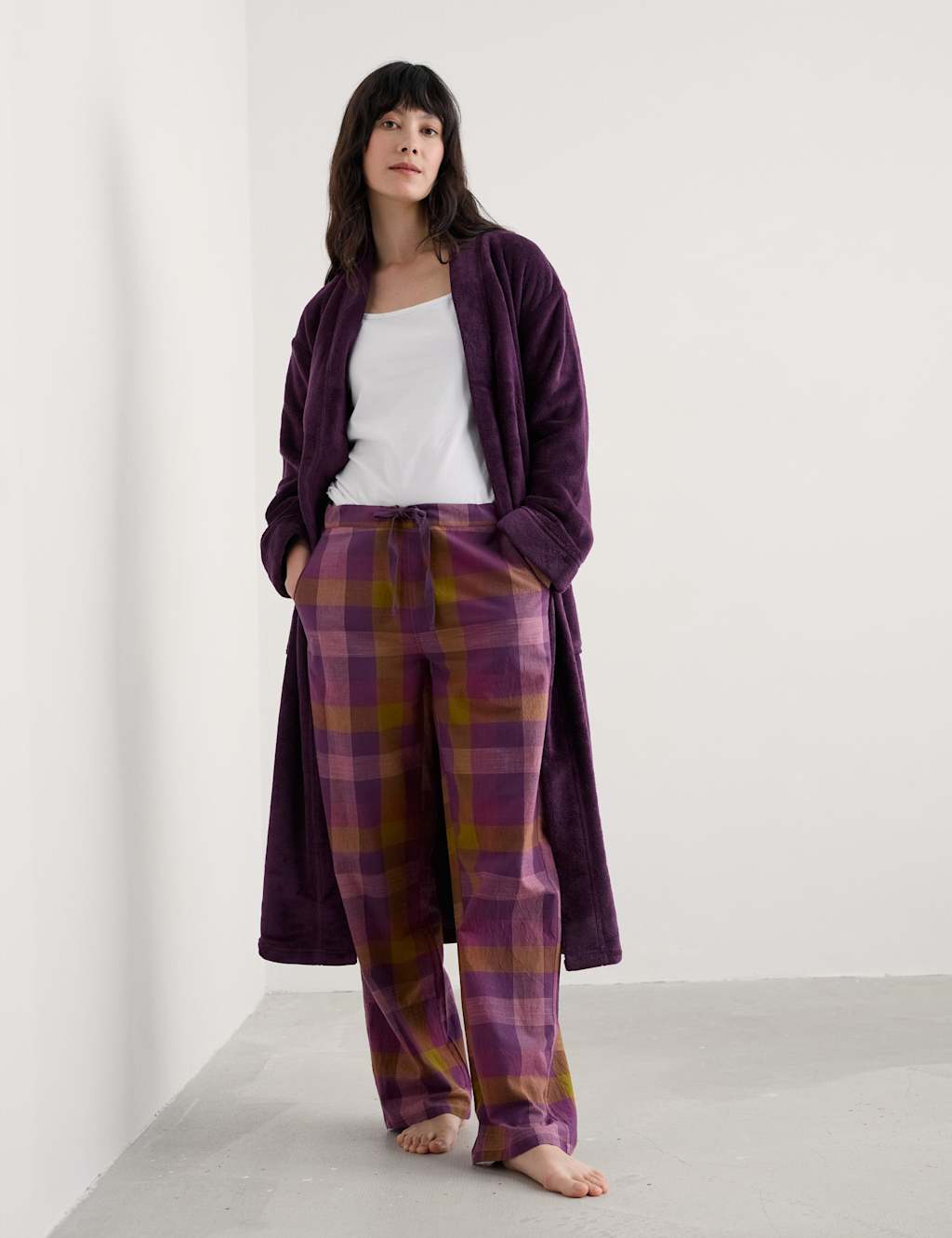 Seasalt Cornwall Belted Wrap Dressing Gown Purple