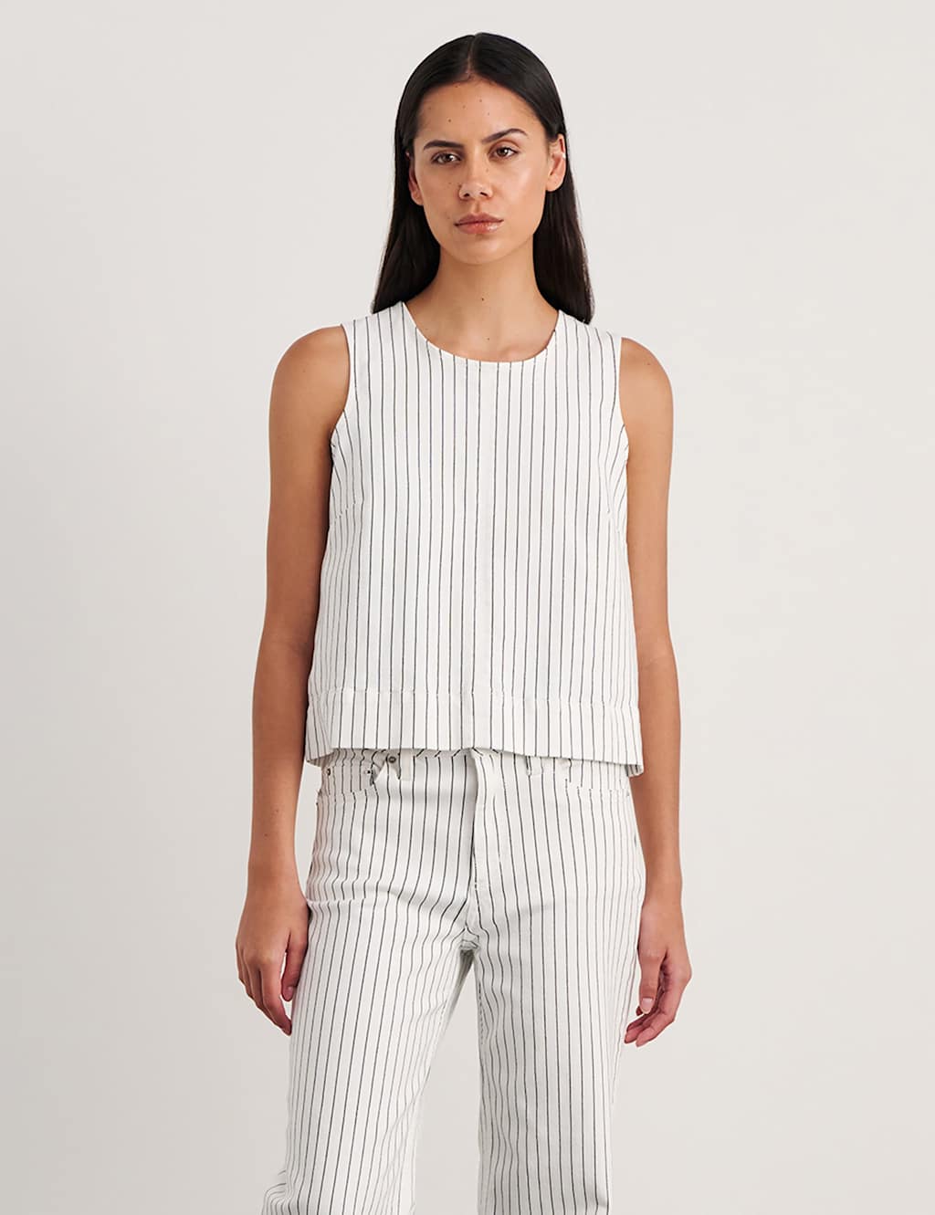 Jag Women's Cotton Rich Striped Button Back Vest Top - 12 - White/Black - Available at M&S
