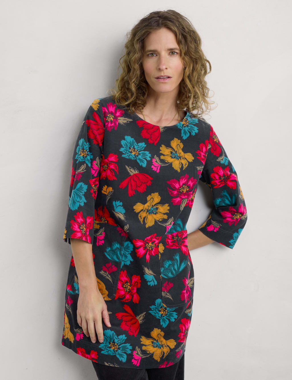 Cord Floral Scoop Neck Tunic