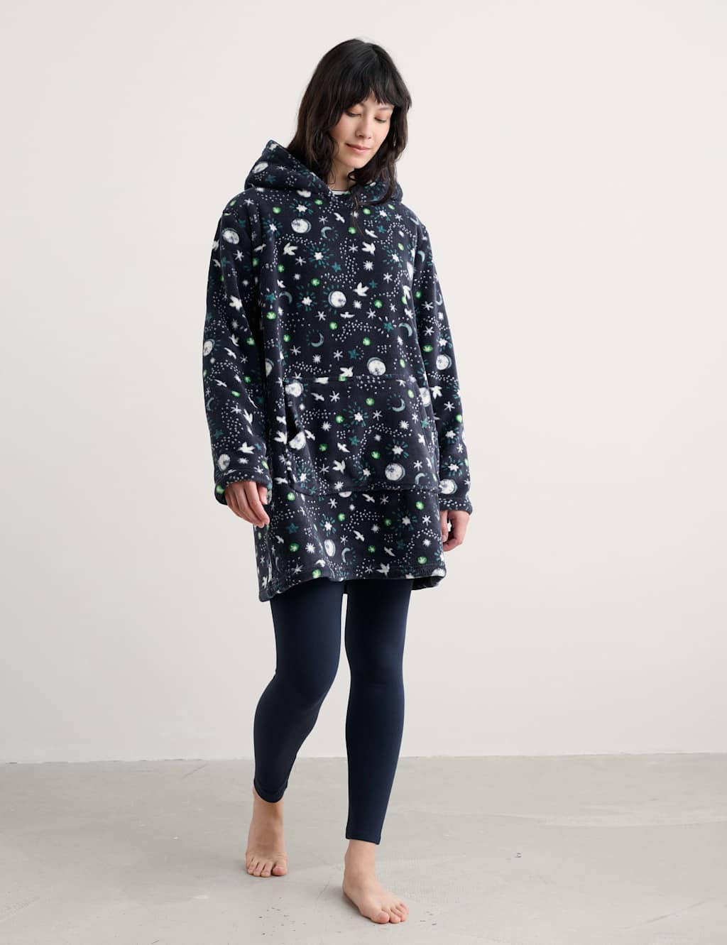 Seasalt Cornwall Fleece Star Print Hoodie Navy Mix