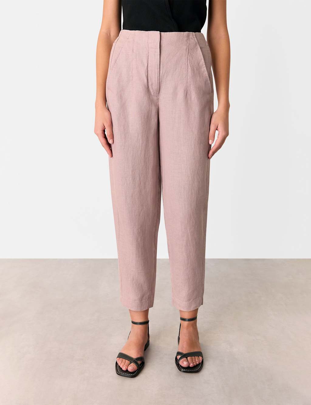Pure Linen Tapered Ankle Grazer Trousers