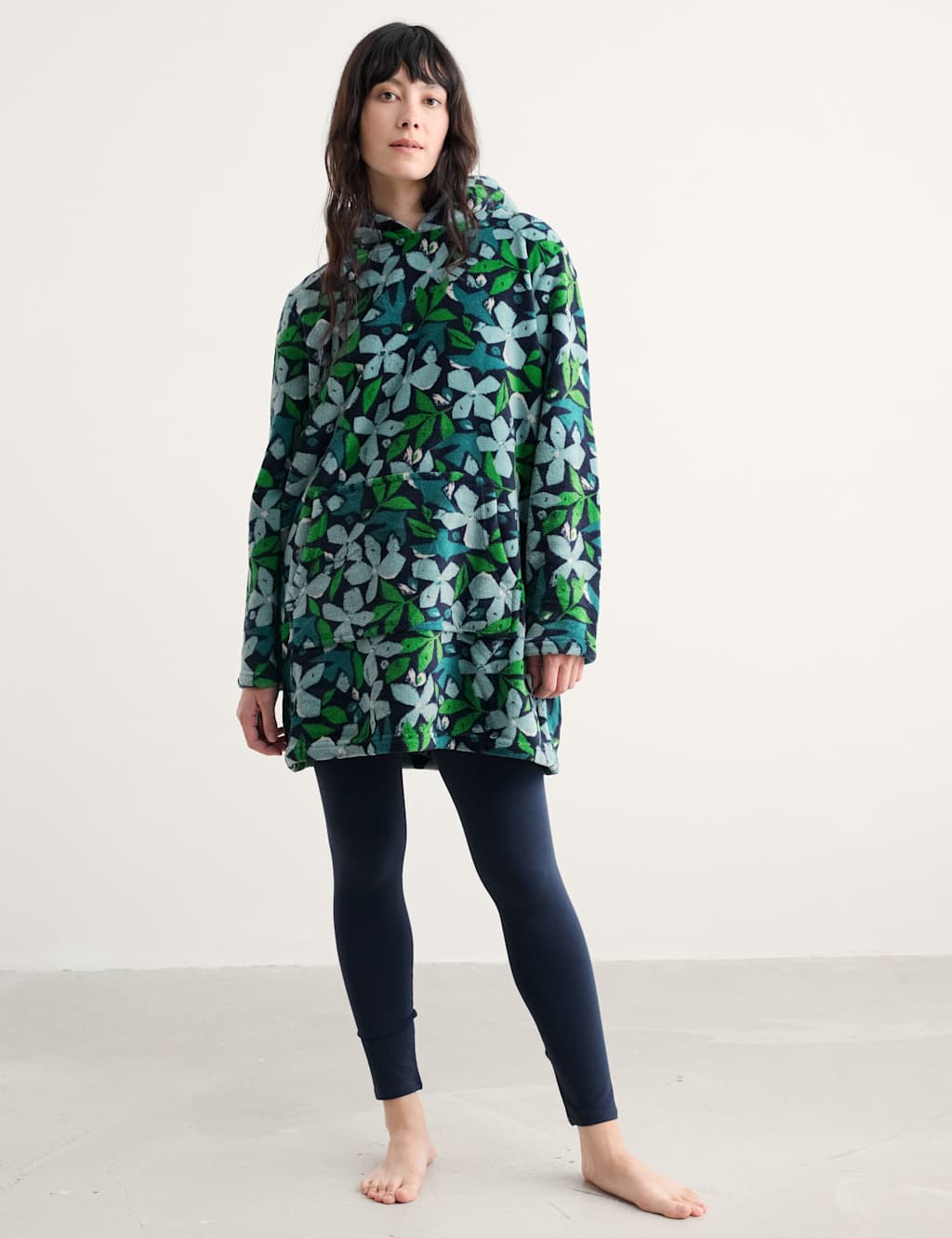 Seasalt Cornwall Women's Floral Longline Hoodie - Green Mix, Green Mix