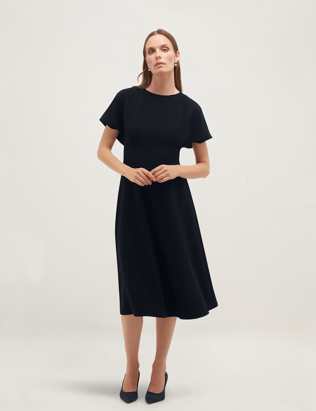 Hobbs Women's Midi Waisted Skater Dress - 10 - Dark Navy - Available at M&S