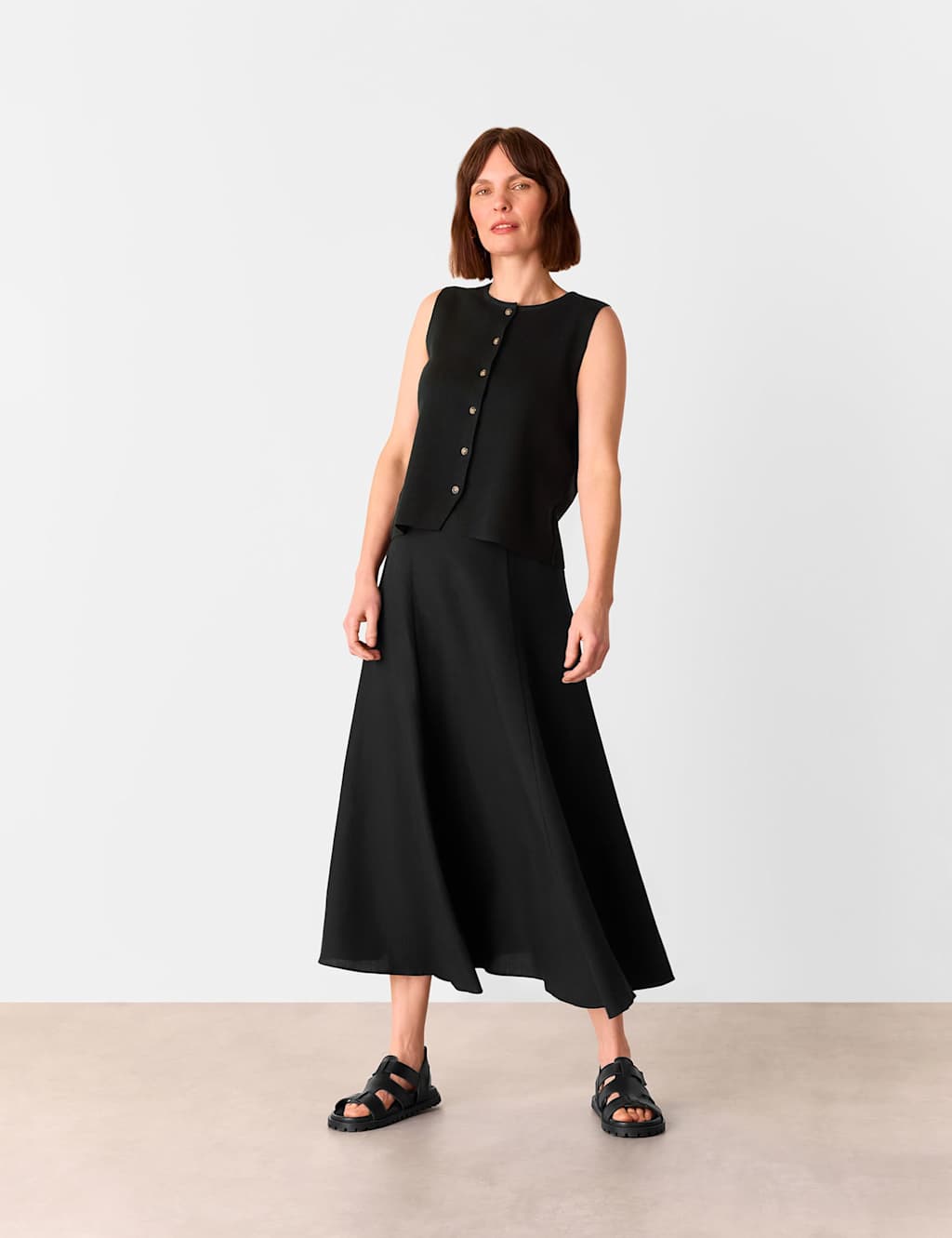 Cotton Rich Crew Neck Button Through Waistcoat