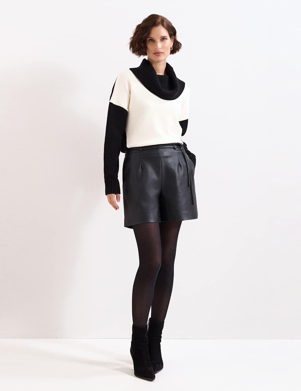 Phase Eight Faux Leather Tailored Shorts Black