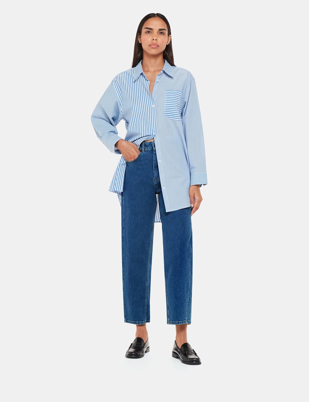 High Waisted Barrel Ankle Grazer Jeans