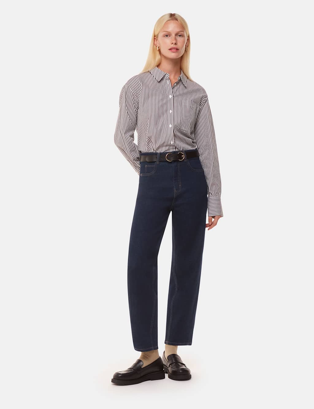 High Waisted Barrel Ankle Grazer Jeans