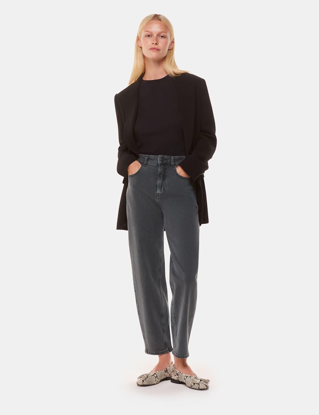 High Waisted Barrel Ankle Grazer Jeans