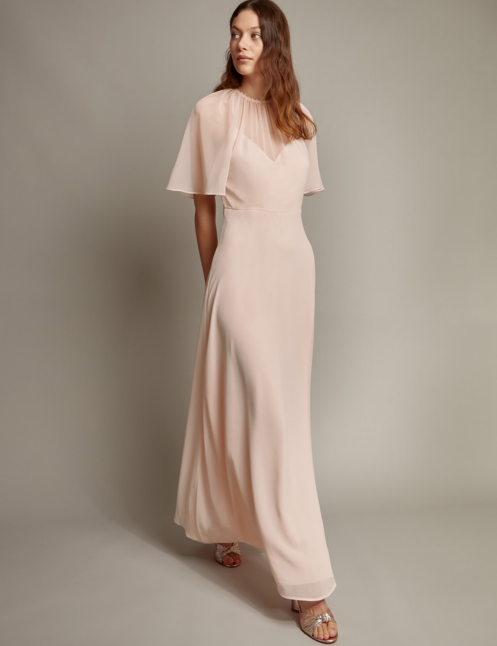 Round Neck Angel Sleeve Maxi Tea Dress