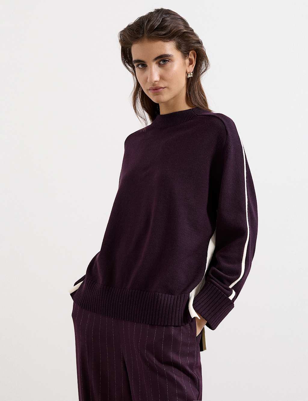 Phase Eight Women's Funnel Neck Tipped Jumper - Small - Burgundy - Available at M&S