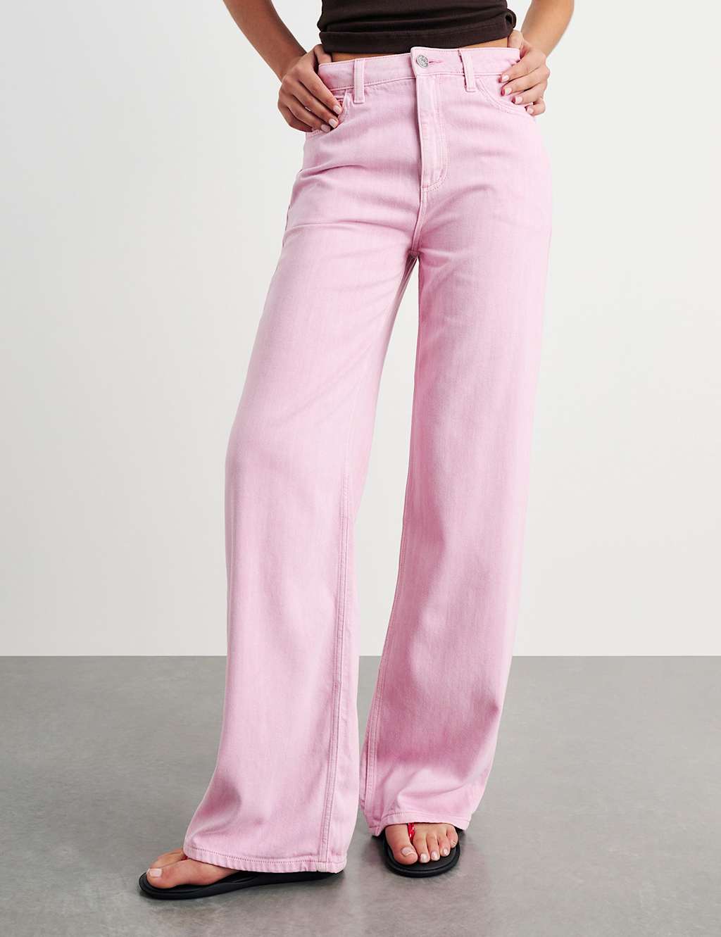 Jag Women's Mid Rise Straight Wide Leg Jeans - 30 - Light Pink - Available at M&S