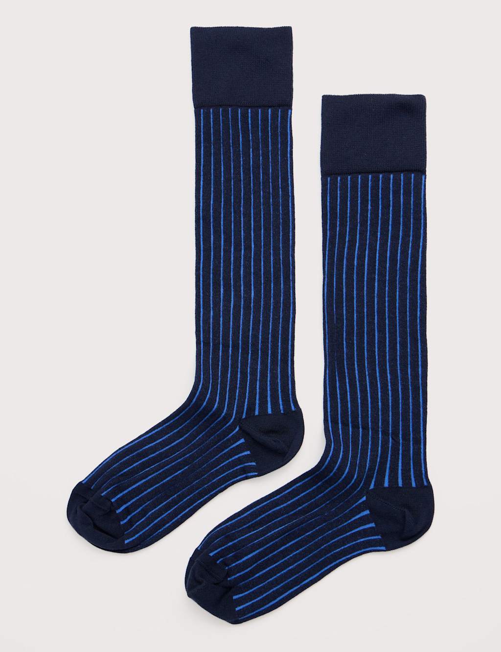 Seasalt Cornwall Cotton Rich Striped Ribbed Socks Blue Mix