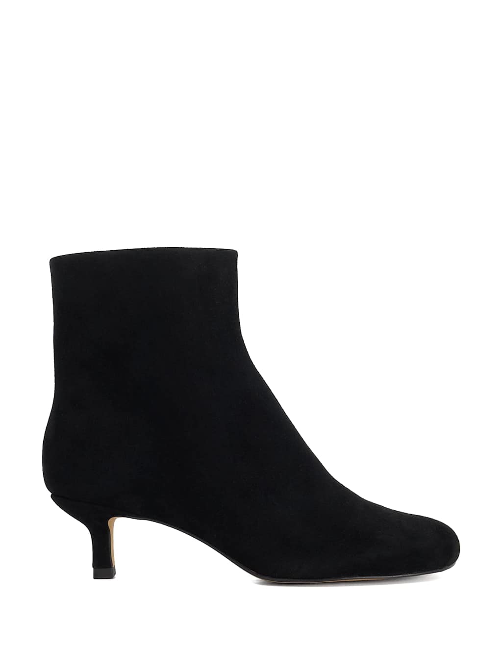 Dune London Suede Kitten Heel Round Toe Ankle Boots Black