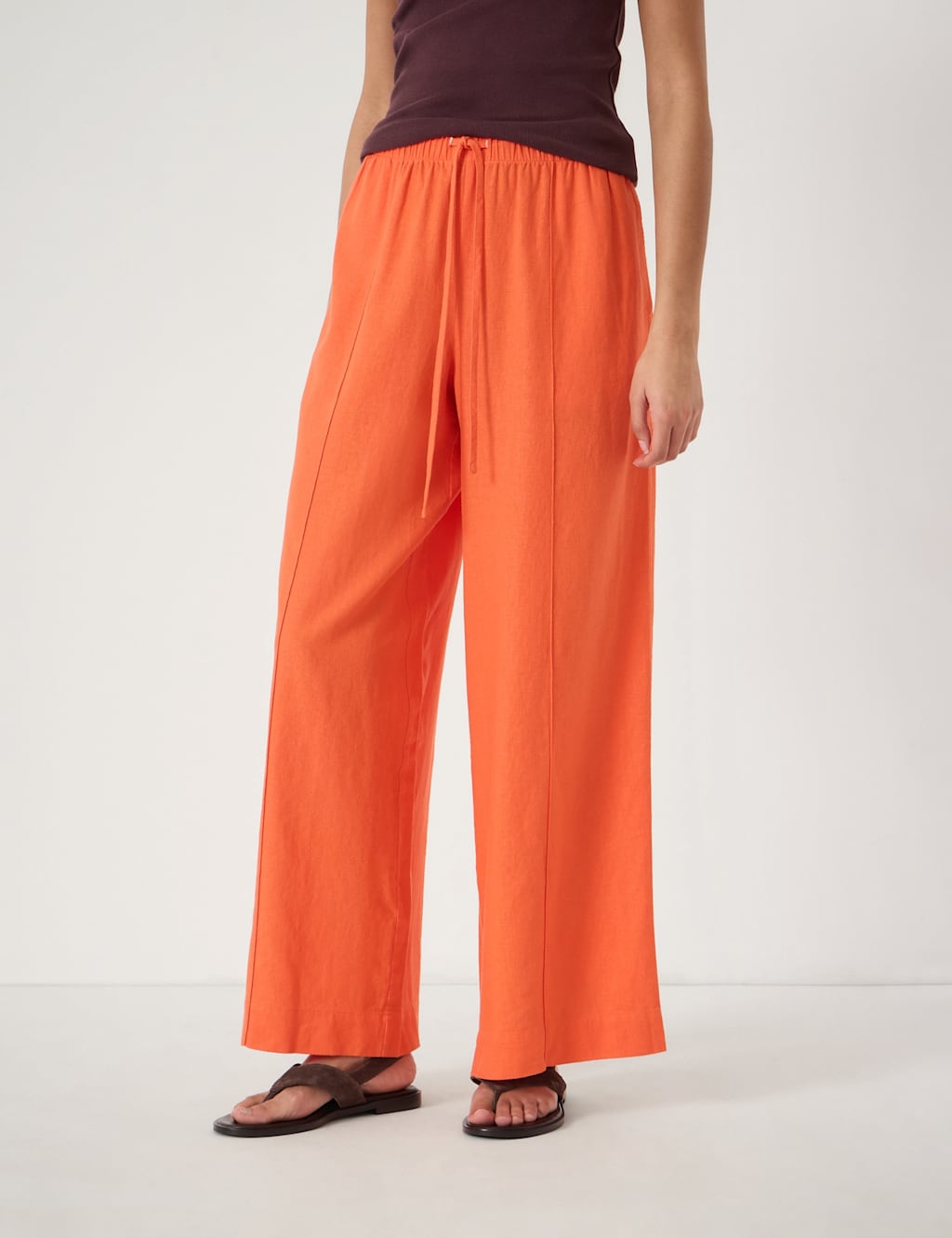 Hush Women's Linen Blend Wide Leg Trousers - Large - Orange - Available at M&S