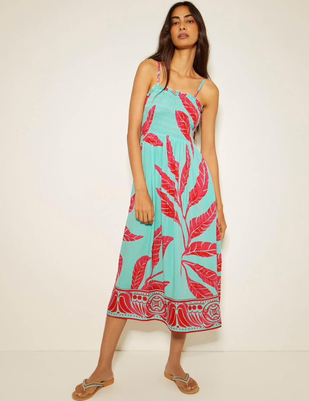 Floral Bandeau Strappy Midi Tailored Dress