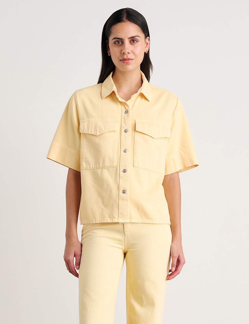 Jag Women's Cotton Rich Denim Shirt - 10 - Yellow - Available at M&S