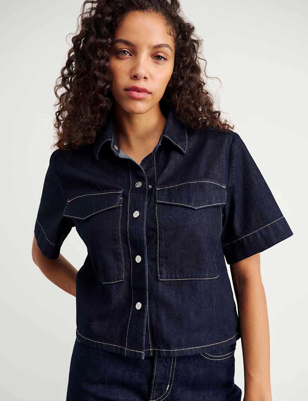 Jag Women's Cotton Rich Denim Shirt - 10 - Dark Blue Denim - Available at M&S