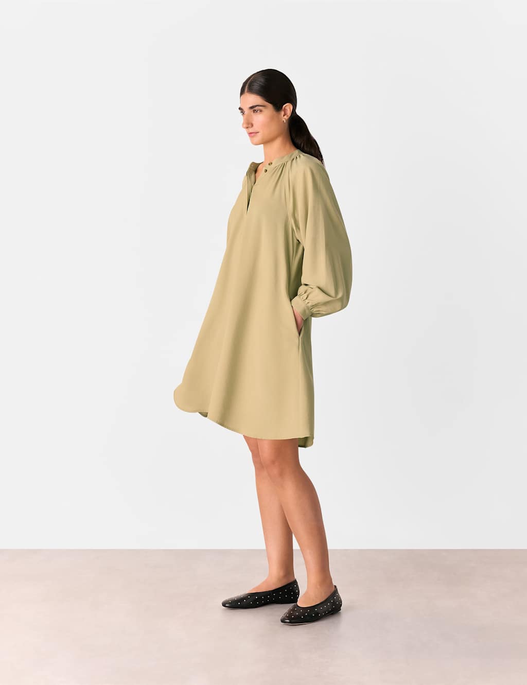 Gathered Draped Mini Relaxed Dress