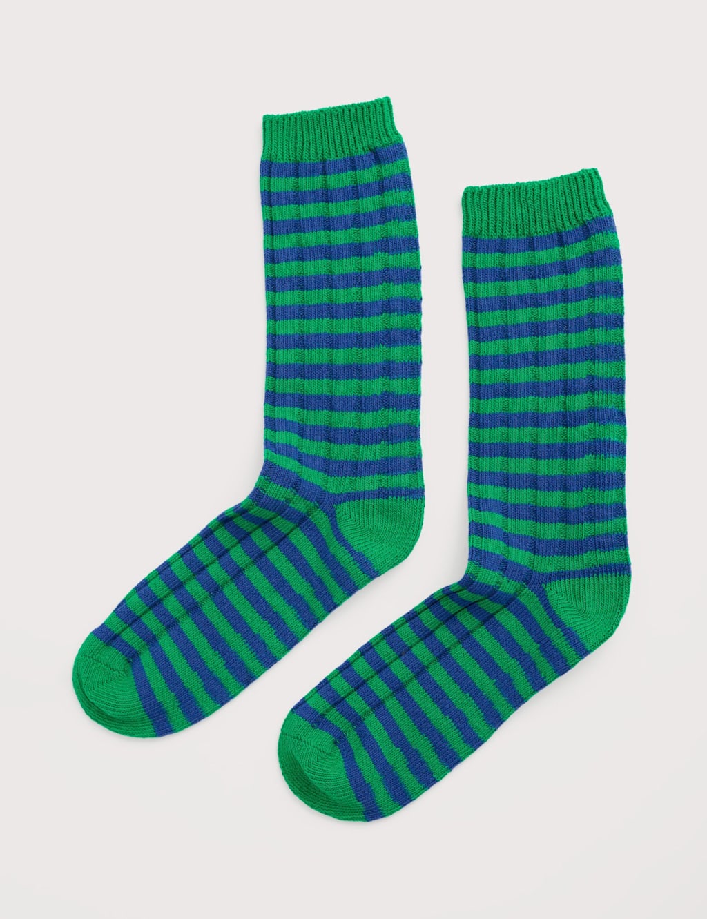 Seasalt Cornwall Cotton Rich Striped Socks Green Mix