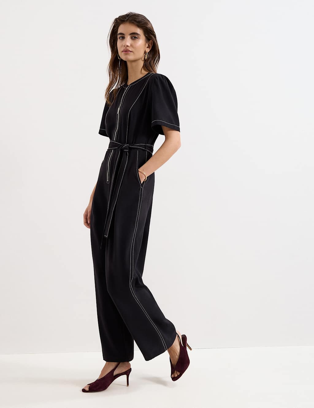 Phase Eight Women's Belted Jumpsuit - 14 - Black - Available at M&S