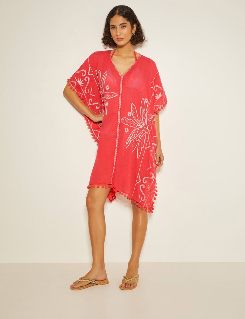 Pure Cotton Tassel Beach Cover Up Kaftan