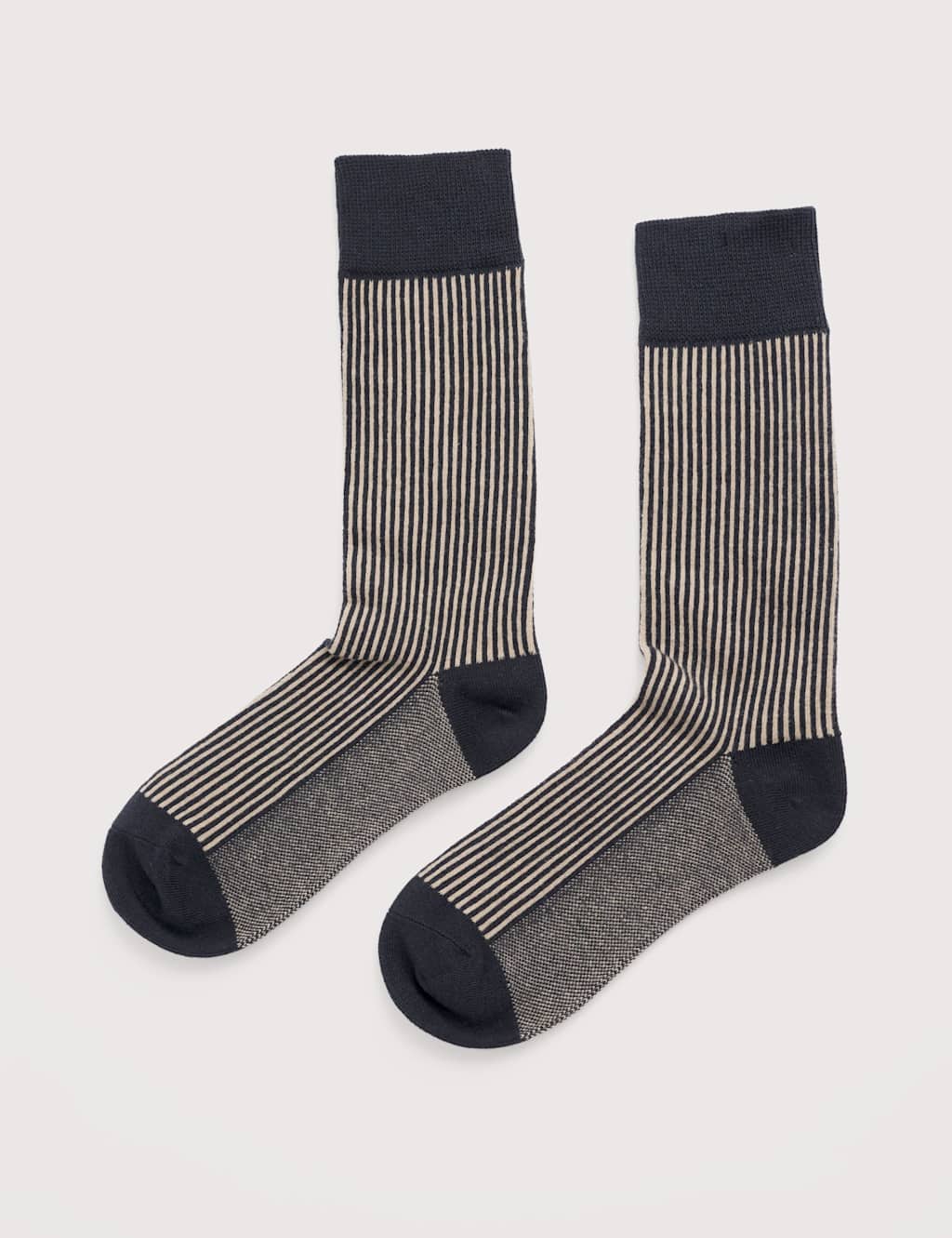 Seasalt Cornwall Cotton Rich Striped Ankle High Socks Grey