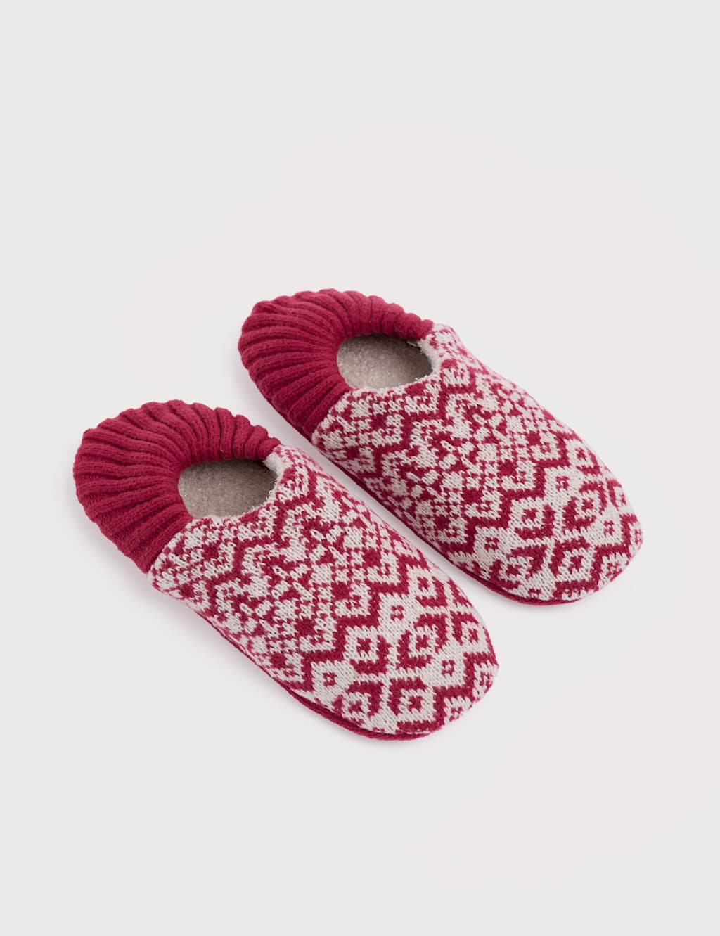 Seasalt Cornwall Fair Isle Slippers Red Mix