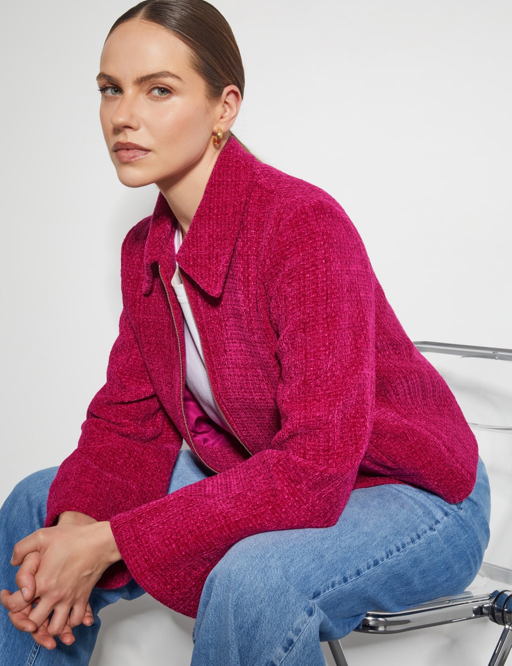 Textured Collared Utility Jacket
