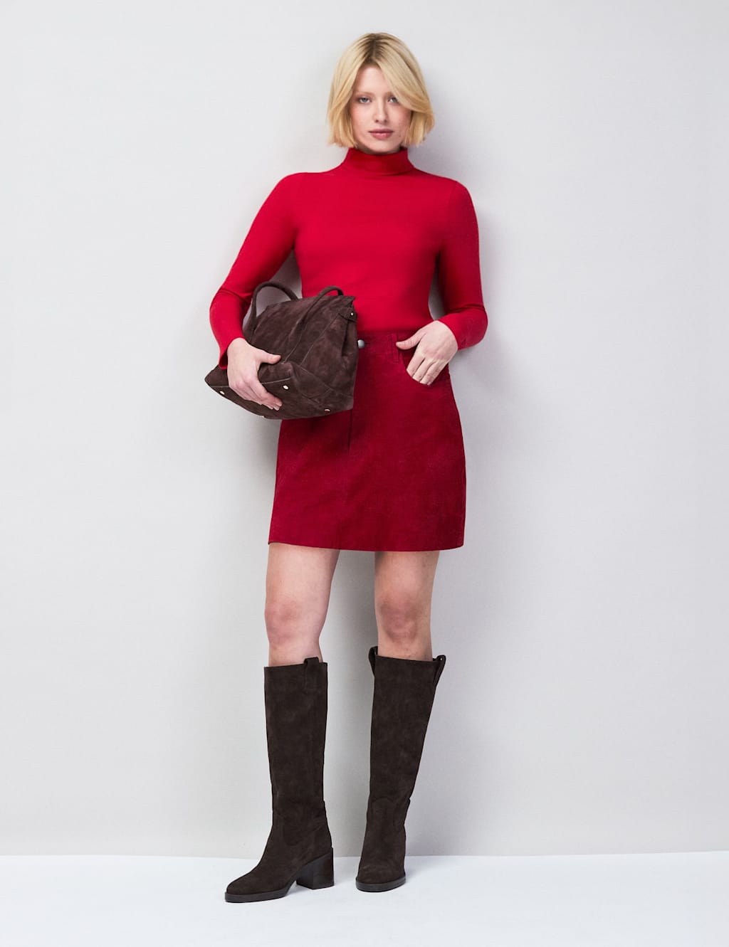 Ro&Zo Women's Suede Mini A-Line Skirt - 12 - Red - Available at M&S