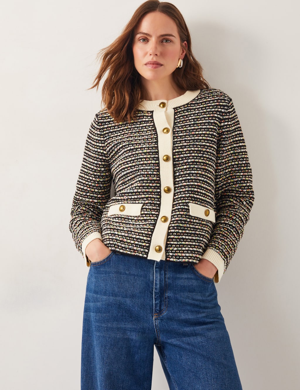 Cotton Blend Textured Knitted Short Jacket