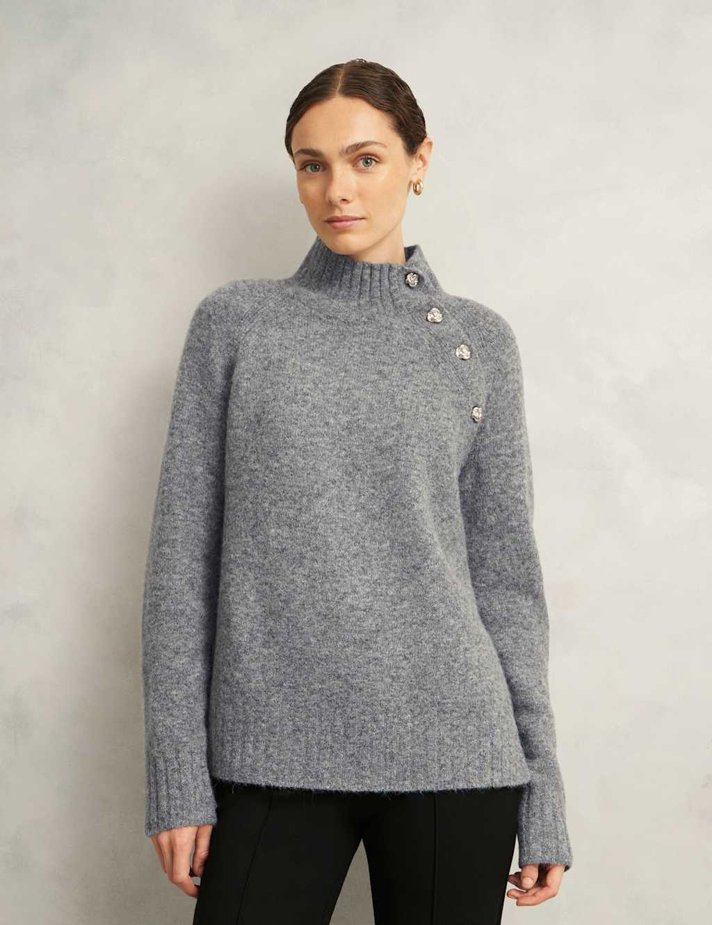 HOBBS Funnel Neck Jumper With Wool Grey
