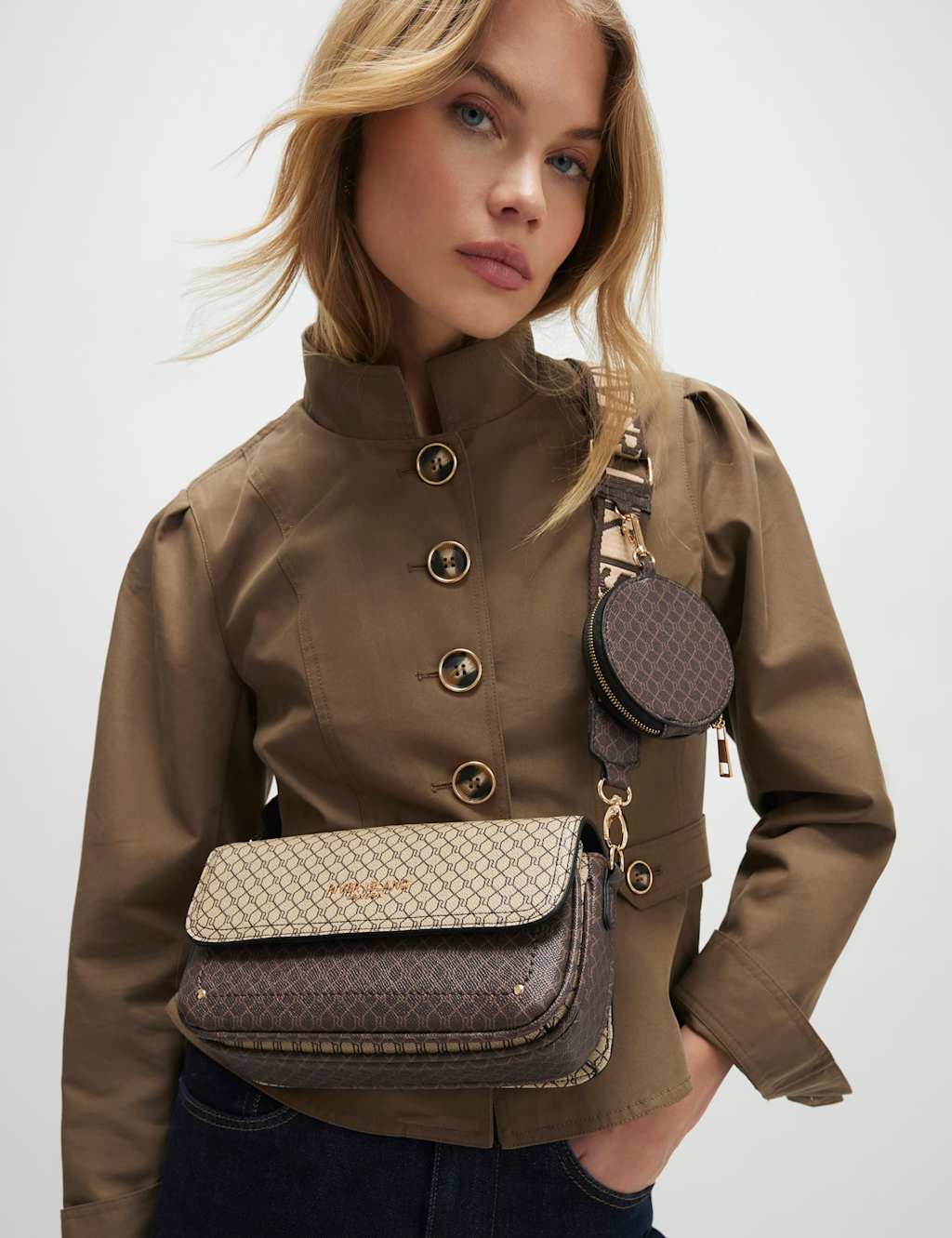 River Island Women's Monogram Print Cross Body Bag - Brown Mix - Available at M&S