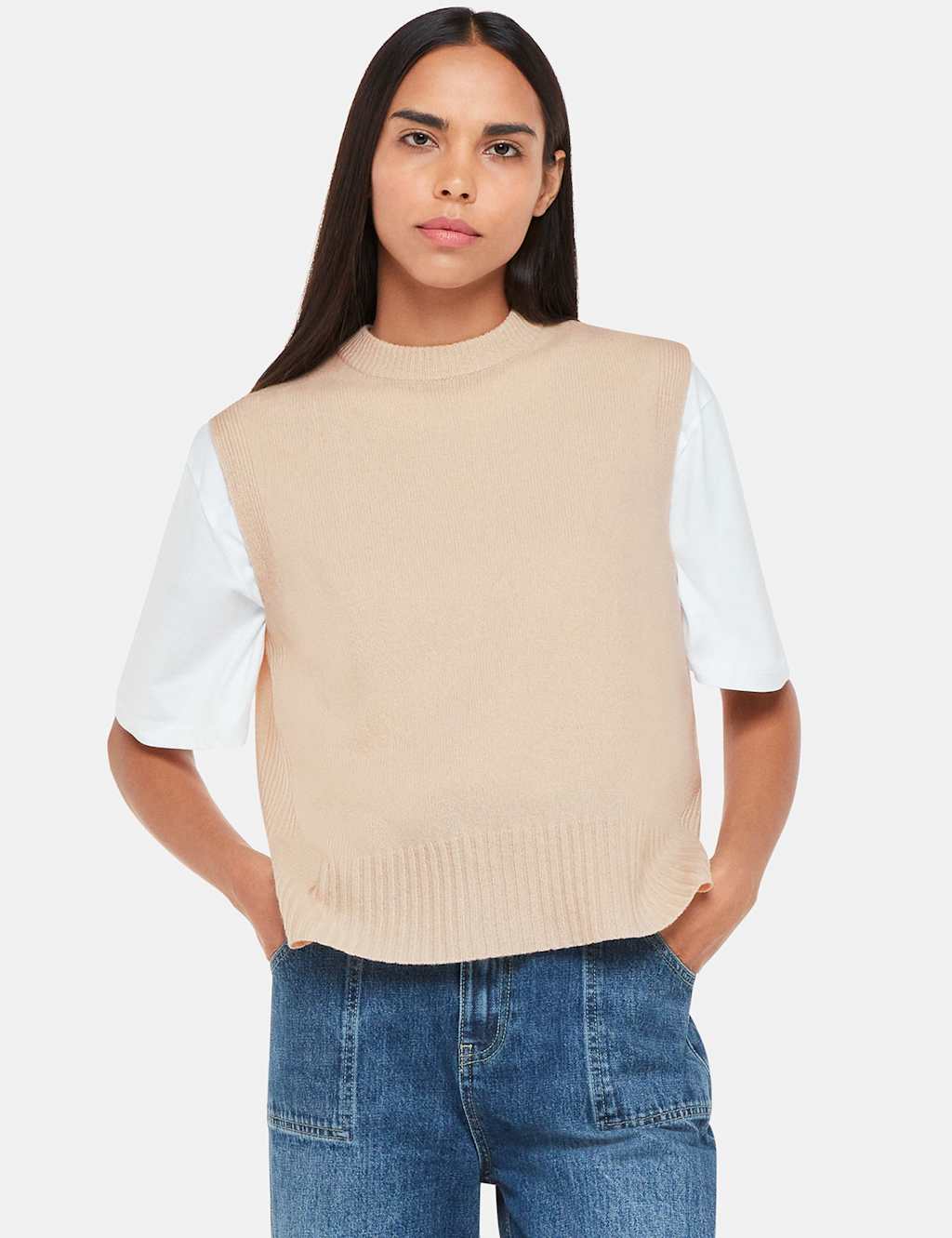 Pure Wool Split Hem Knitted Vest Top