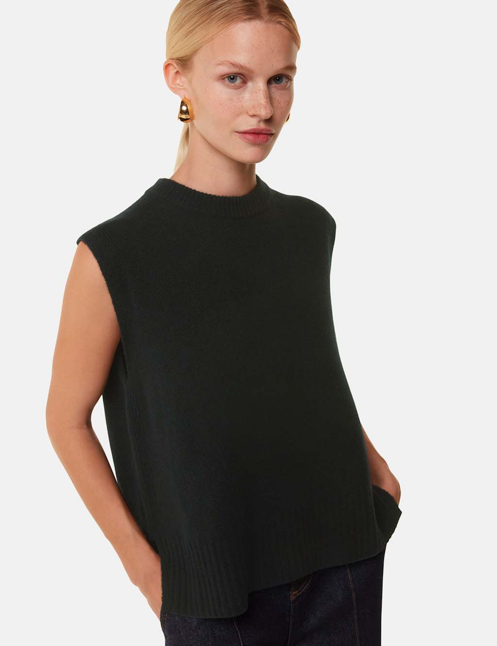 Pure Wool Split Hem Knitted Vest Top