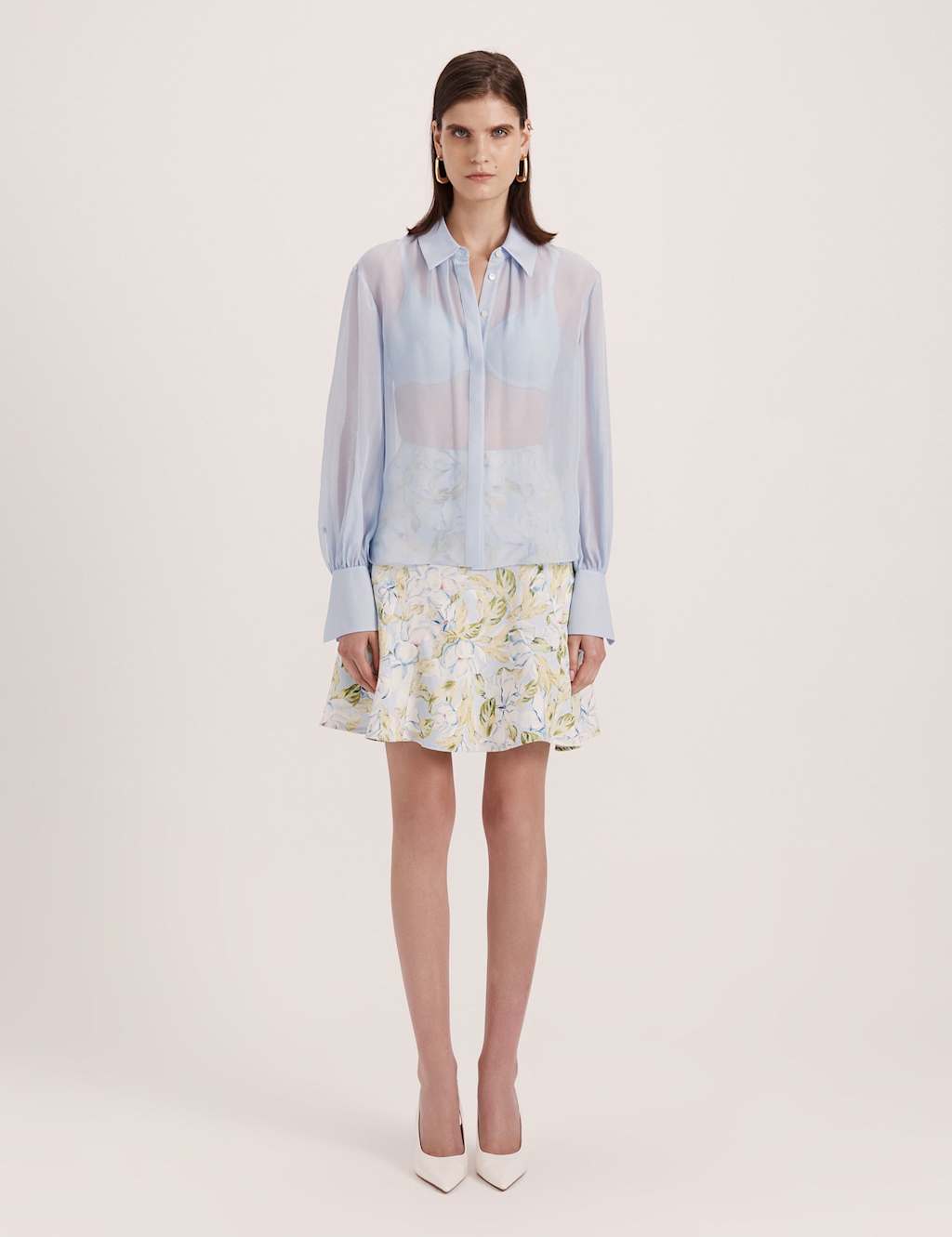 Saba Women's Pure Silk Collared Shirt - 8 - Light Blue - Available at M&S
