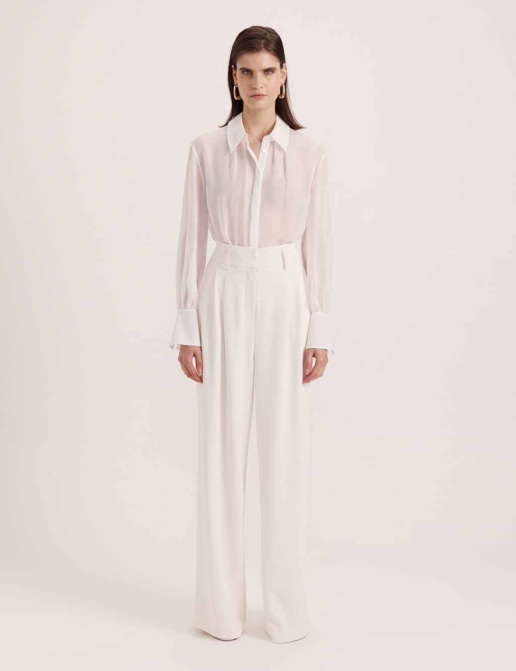 Saba Women's Pure Silk Collared Shirt - 8 - Soft White - Available at M&S