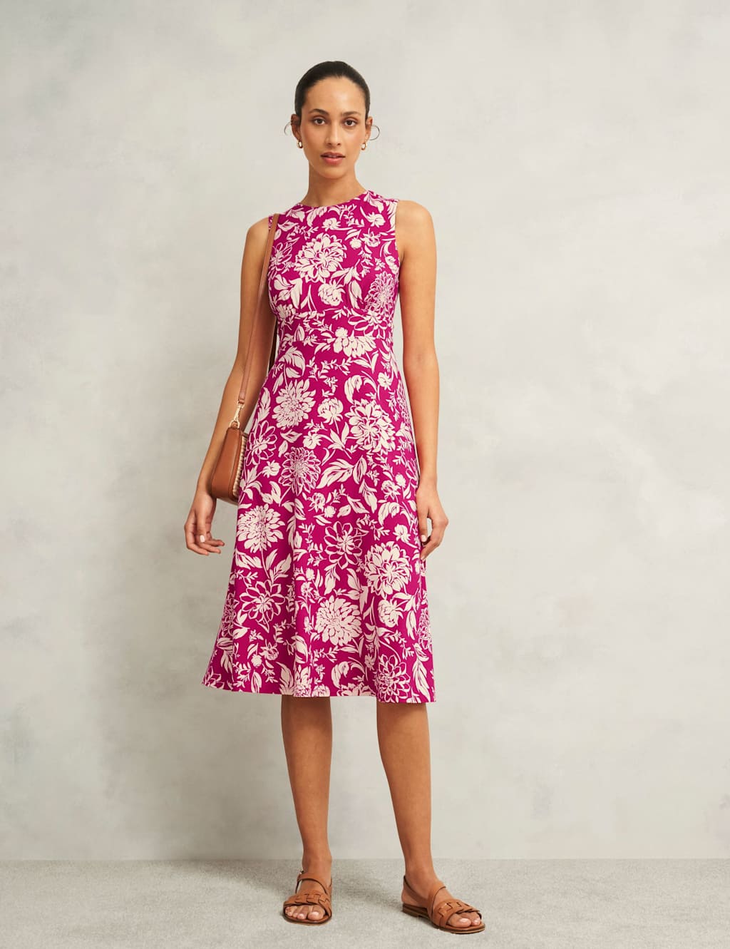 Hobbs Women's Jersey Floral Knee Length Skater Dress - 12REG - Pink Mix, Pink Mix
