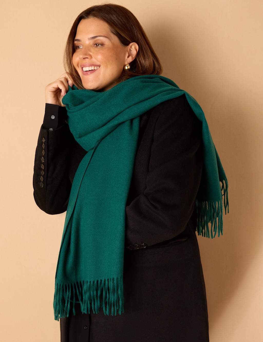 Live Unlimited London Tassel Scarf Green