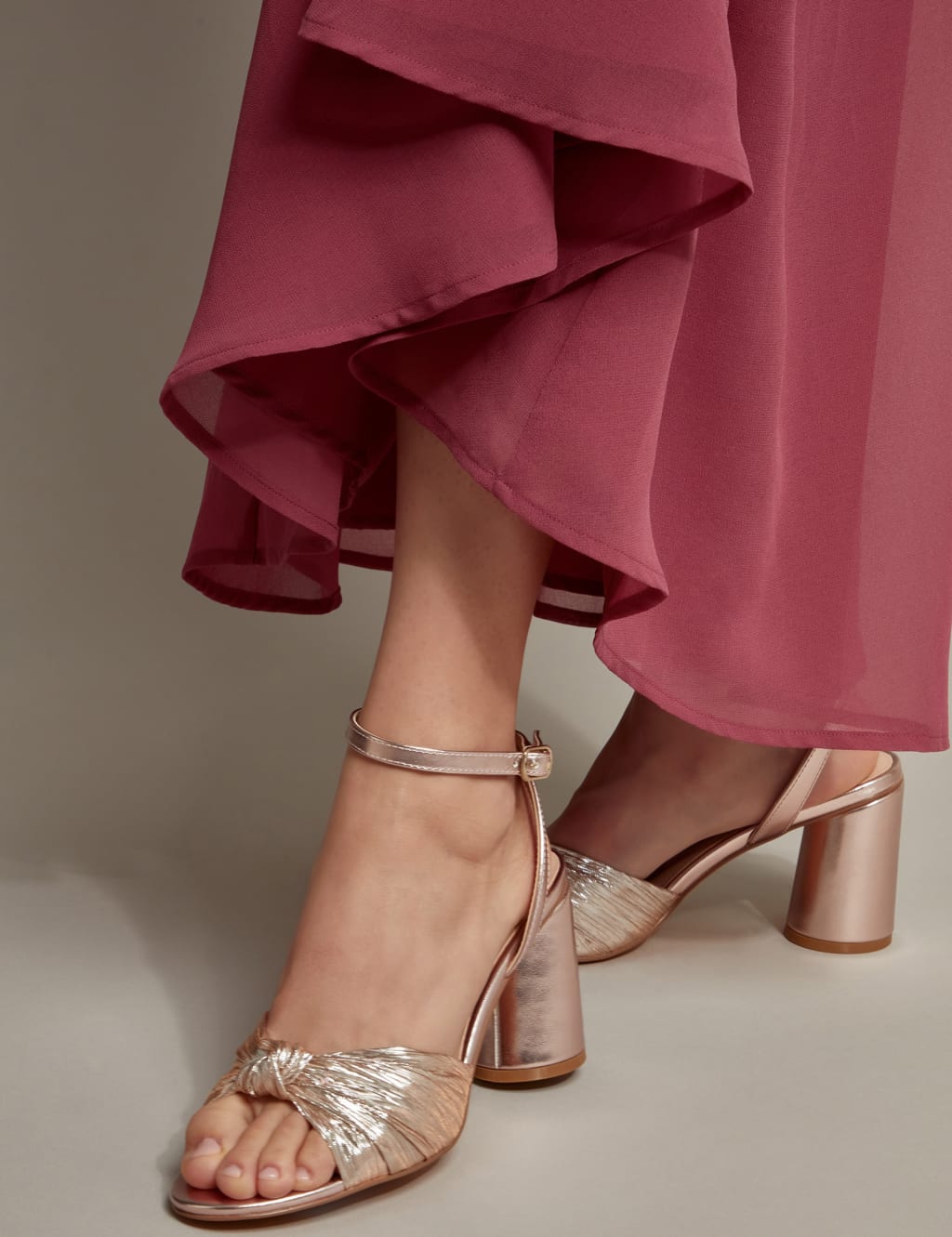 Buckle Ankle Strap Block Heel Sandals