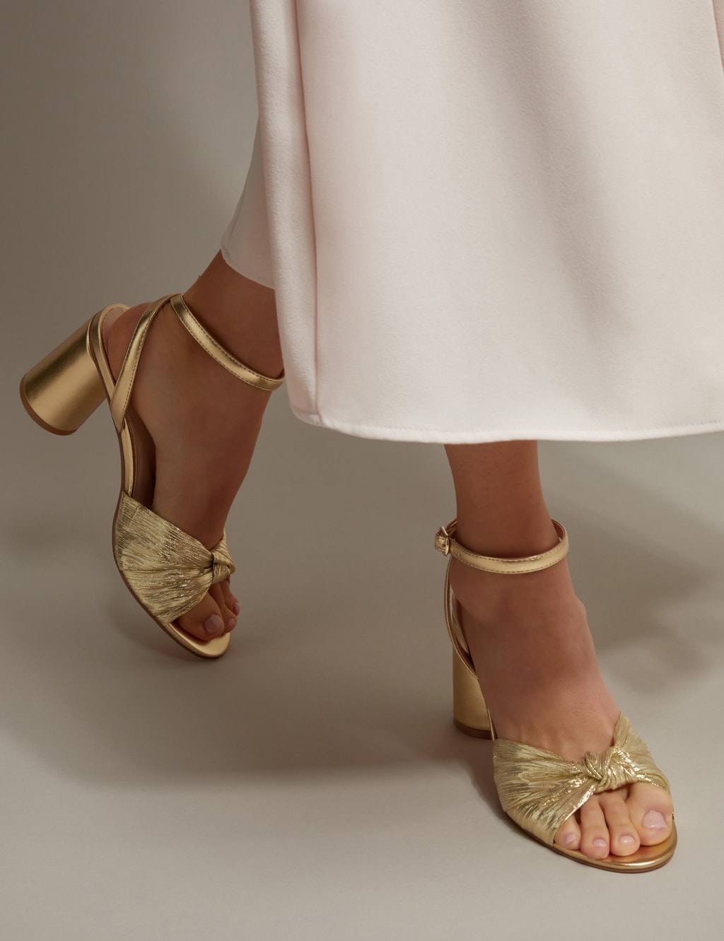 Buckle Ankle Strap Block Heel Sandals
