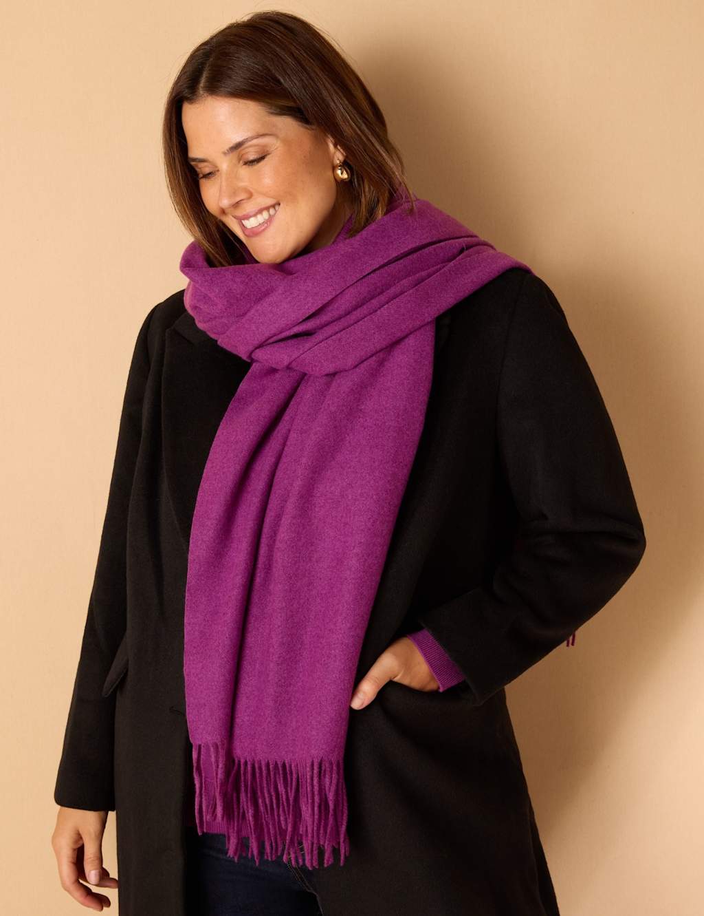 Live Unlimited London Tassel Scarf Purple