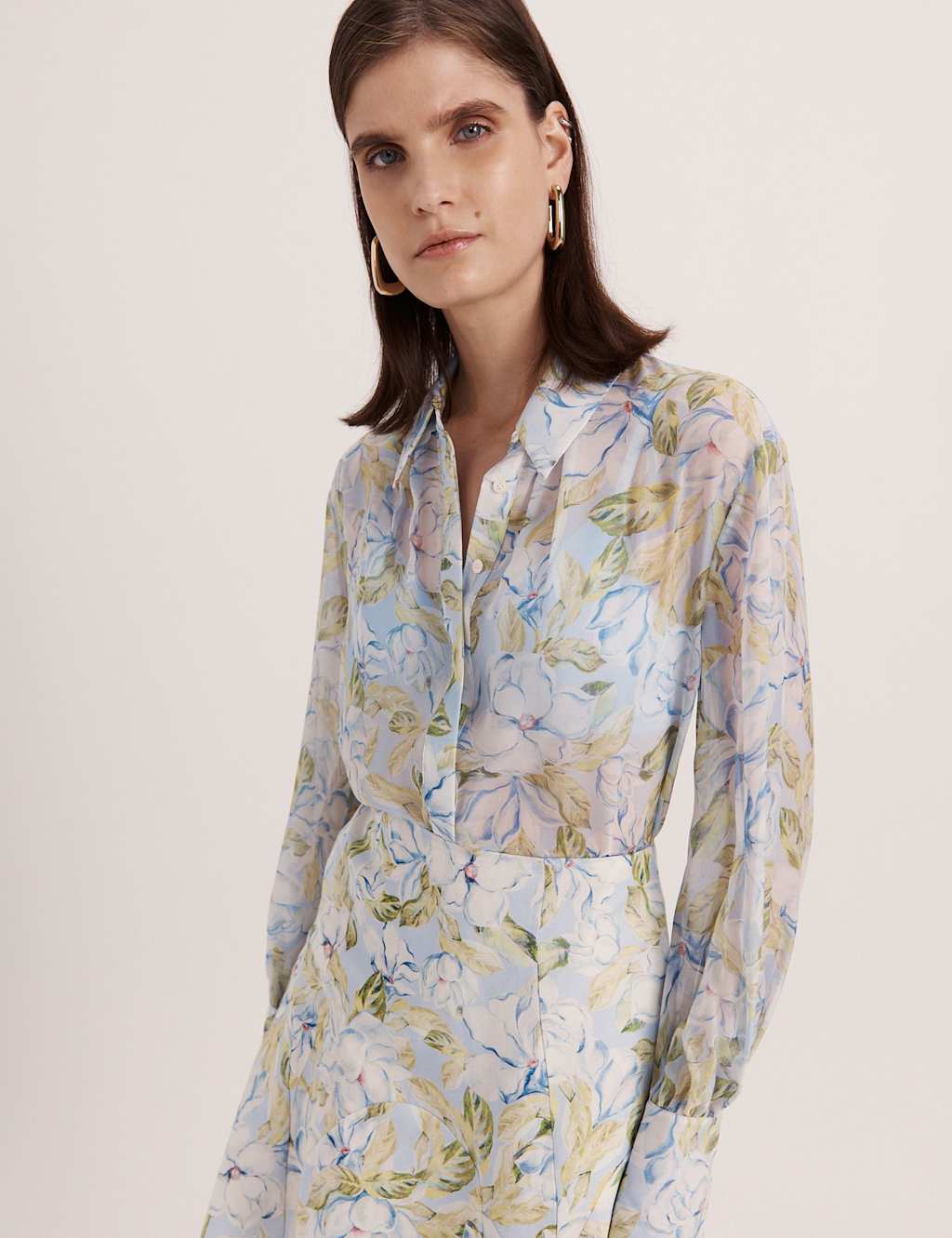 Saba Women's Pure Silk Floral Collared Shirt - 8 - Multi - Available at M&S